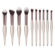 Customization High Quality 10pcs Champagne Handle  Face Beauty Eye Shadow Brush Foundation Brush Makeup Brushes Set